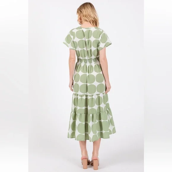 06 Fabulous Short Sleeve Polka Dot Midi Dress - Picture 4 of 4